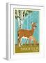 Brighton, Utah - Deer and Fawn Letterpress-Lantern Press-Framed Art Print