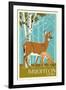 Brighton, Utah - Deer and Fawn Letterpress-Lantern Press-Framed Art Print
