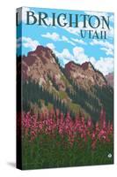 Brighton, Utah - Flowers and Mountain Range-Lantern Press-Stretched Canvas