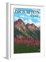 Brighton, Utah - Flowers and Mountain Range-Lantern Press-Framed Art Print