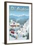 Brighton, Utah - Retro Ski Resort-Lantern Press-Framed Art Print