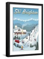 Brighton, Utah - Retro Ski Resort-Lantern Press-Framed Art Print