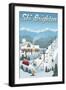 Brighton, Utah - Retro Ski Resort-Lantern Press-Framed Art Print