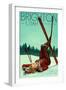 Brighton, Utah - Ski Pinup-Lantern Press-Framed Art Print