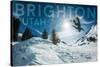 Brighton, Utah - Snowboarder Jumping-Lantern Press-Stretched Canvas