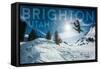 Brighton, Utah - Snowboarder Jumping-Lantern Press-Framed Stretched Canvas