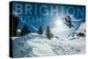 Brighton, Utah - Snowboarder Jumping-Lantern Press-Stretched Canvas