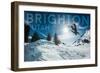 Brighton, Utah - Snowboarder Jumping-Lantern Press-Framed Art Print