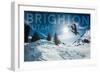 Brighton, Utah - Snowboarder Jumping-Lantern Press-Framed Art Print