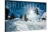 Brighton, Utah - Snowboarder Jumping-Lantern Press-Stretched Canvas