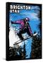 Brighton, Utah - Snowboarder - Scratchboard-Lantern Press-Framed Stretched Canvas