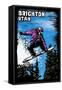 Brighton, Utah - Snowboarder - Scratchboard-Lantern Press-Framed Stretched Canvas