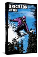 Brighton, Utah - Snowboarder - Scratchboard-Lantern Press-Stretched Canvas