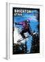 Brighton, Utah - Snowboarder - Scratchboard-Lantern Press-Framed Art Print