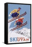 Brighton, Utah - Vintage Skiers-Lantern Press-Framed Stretched Canvas