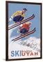 Brighton, Utah - Vintage Skiers-Lantern Press-Framed Art Print