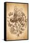 Brigid Ashwood - Sepia Bee and Rose-Trends International-Framed Stretched Canvas