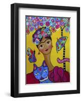 Brigit's Frida And Her Cat-Prisarts-Framed Premium Giclee Print