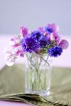 Small Bouquet with Cornflowers and Vetch on Green Silk-Brigitte Protzel-Photographic Print