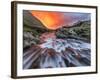 Brilliant Sunrise Sky over Swiftcurrent Falls in Glacier National Park, Montana, Usa-Chuck Haney-Framed Photographic Print