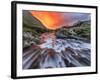 Brilliant Sunrise Sky over Swiftcurrent Falls in Glacier National Park, Montana, Usa-Chuck Haney-Framed Photographic Print