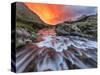 Brilliant Sunrise Sky over Swiftcurrent Falls in Glacier National Park, Montana, Usa-Chuck Haney-Stretched Canvas