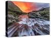 Brilliant Sunrise Sky over Swiftcurrent Falls in Glacier National Park, Montana, Usa-Chuck Haney-Stretched Canvas