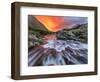 Brilliant Sunrise Sky over Swiftcurrent Falls in Glacier National Park, Montana, Usa-Chuck Haney-Framed Photographic Print