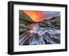 Brilliant Sunrise Sky over Swiftcurrent Falls in Glacier National Park, Montana, Usa-Chuck Haney-Framed Photographic Print