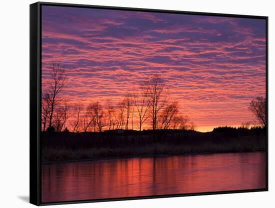 Brilliant Sunset Reflects into the Calamus River in Loup County, Nebraska, USA-Chuck Haney-Framed Stretched Canvas