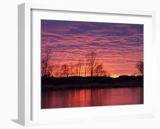 Brilliant Sunset Reflects into the Calamus River in Loup County, Nebraska, USA-Chuck Haney-Framed Premium Photographic Print