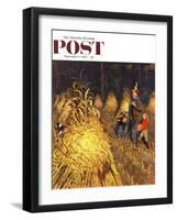 "Bring Home Pumpkins" Saturday Evening Post Cover, November 1, 1952-John Falter-Framed Giclee Print