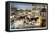 Bring Up Your Horses-Currier & Ives-Framed Stretched Canvas