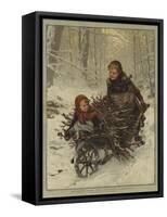 Bringing Home the Christmas Firewood-null-Framed Stretched Canvas