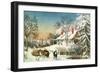 Bringing Home the Logs, Winter Landscape-Currier & Ives-Framed Giclee Print