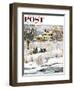 "Bringing Home the Tree" Saturday Evening Post Cover, December 21, 1957-John Clymer-Framed Giclee Print