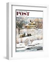 "Bringing Home the Tree" Saturday Evening Post Cover, December 21, 1957-John Clymer-Framed Giclee Print