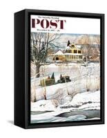 "Bringing Home the Tree" Saturday Evening Post Cover, December 21, 1957-John Clymer-Framed Stretched Canvas