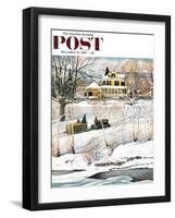 "Bringing Home the Tree" Saturday Evening Post Cover, December 21, 1957-John Clymer-Framed Giclee Print