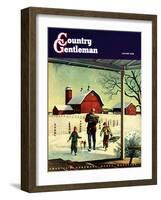 "Bringing in Firewood," Country Gentleman Cover, January 1, 1948-Francesco Delle Donne-Framed Giclee Print