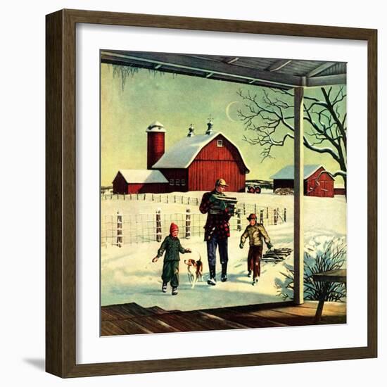 "Bringing in Firewood,"January 1, 1948-Francesco Delle Donne-Framed Giclee Print