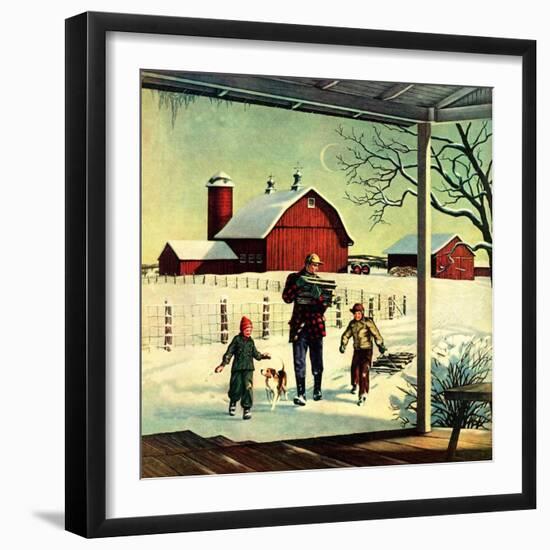 "Bringing in Firewood,"January 1, 1948-Francesco Delle Donne-Framed Giclee Print