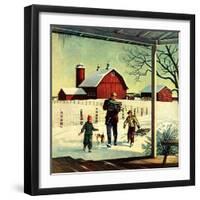 "Bringing in Firewood,"January 1, 1948-Francesco Delle Donne-Framed Giclee Print