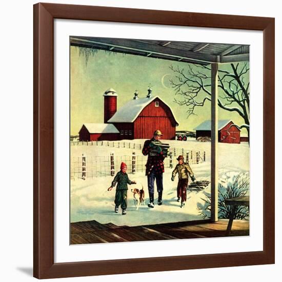 "Bringing in Firewood,"January 1, 1948-Francesco Delle Donne-Framed Giclee Print