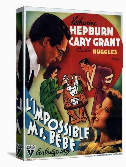 Bringing Up Baby, German Movie Poster, 1938-null-Stretched Canvas