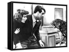 Bringing Up Baby, Katharine Hepburn, Cary Grant, Baby The Leopard, 1938-null-Framed Stretched Canvas