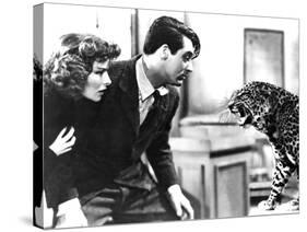 Bringing Up Baby, Katharine Hepburn, Cary Grant, Baby The Leopard, 1938-null-Stretched Canvas