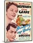 Bringing Up Baby, Katharine Hepburn, Cary Grant on window card, 1938-null-Mounted Art Print