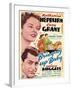 Bringing Up Baby, Katharine Hepburn, Cary Grant on window card, 1938-null-Framed Art Print