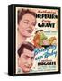 Bringing Up Baby, Katharine Hepburn, Cary Grant on window card, 1938-null-Framed Stretched Canvas